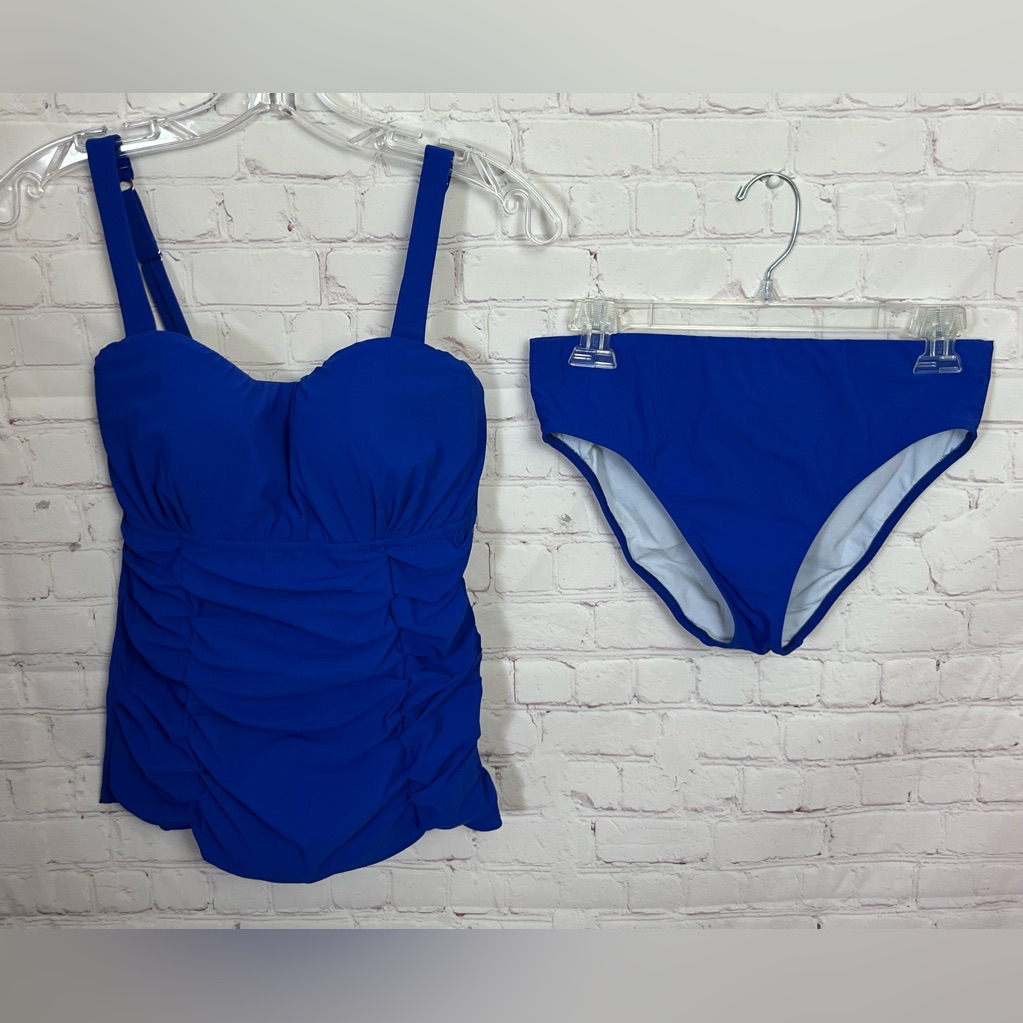 Profile By Gottex Blue Ruched Tankini Set